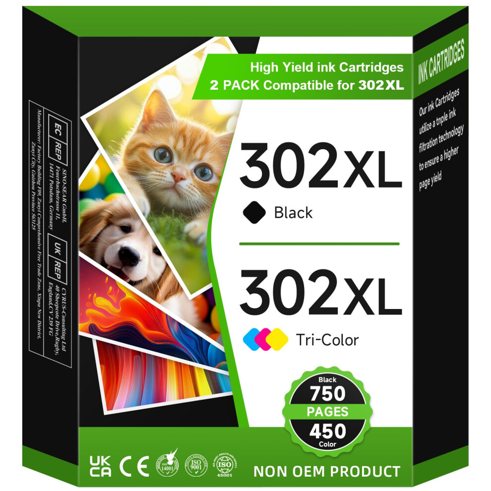302Xl Ink Cartridges For Original Hp 302 Ink Cartridge Replacement Printer Ink 302XL Combo Pack For Envy 4520 4523 4524 4527 Deskjet 2130 3630 3636 O 5005170935829