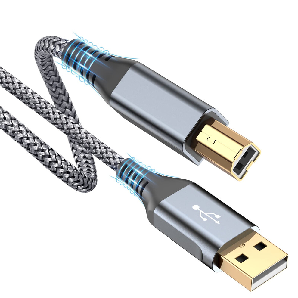 Sweguard Printer Cable 6M, Usb 2.0 Midi Cord Usb-A To Usb-B Cable, High Speed Nylon Braided Scanner Printer Cord For Hp Canon Dell Epson Brother Lexm 5007795580736