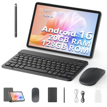 Android Tablet, 10 inch Tablet with Keyboard, Stylus Pen, Mouse and Case | Widevine L1 | T7250 Octa-Core | 1280x800 HD IPS Screen | 6600mAh(with NTC