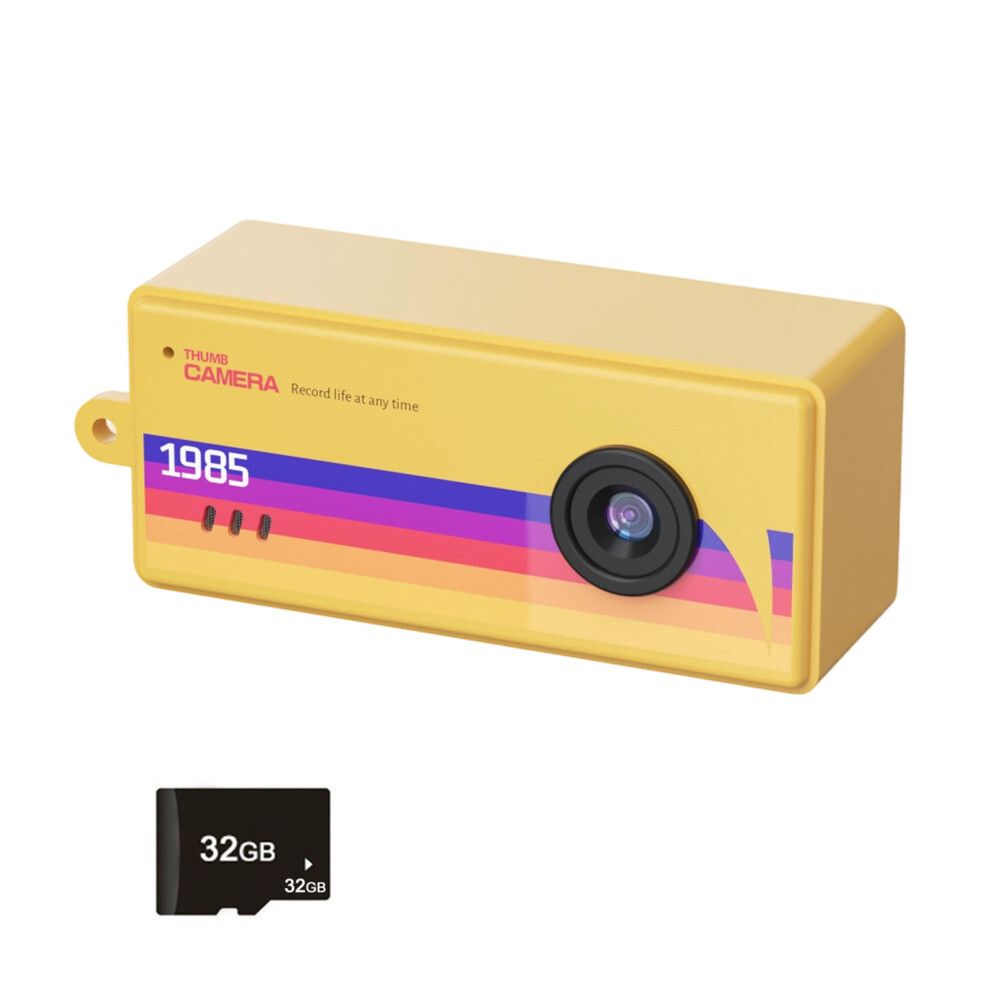 1080P Camera Portable Retro Camera Video Recorder Sports Mini 32Gb Memory Card Yellow 7695001164177