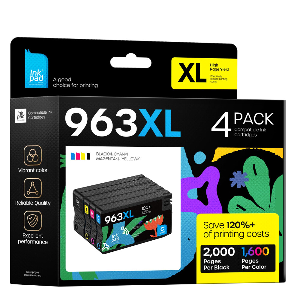 Inkpad 963XL Ink Cartridges Multipack Compatible With Hp 963 963 Xl Ink Cartridges For Hp Officejet Pro 9010 9016 9019 9018 9013 9020 9015 9012 9022 5008172139622