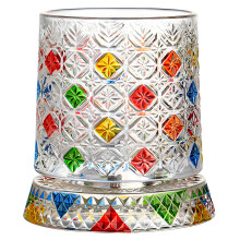 Rotating Whiskeys Glasses With 360 Degree Swivels Base Decorative Drinking Cup Ice Flower