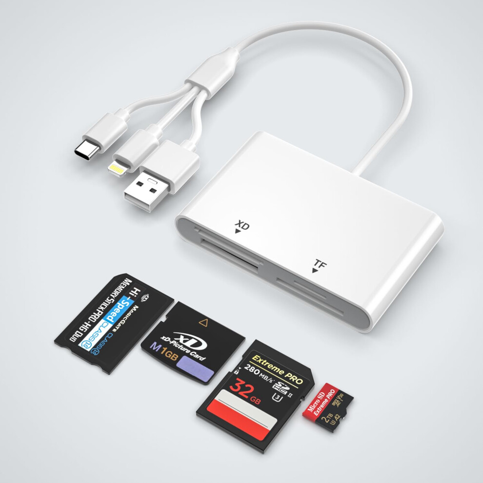 Memory Stick Pro Duo Adapter For Iphone/Android/Pc, 4 In 1 Sd/Tf/Ms/Xd Picture Card Reader, Memory Card Reader Lightning/Usb/Usb-C Otg Adapter, Memor 5009873772170