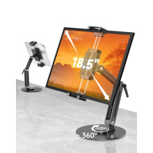 Feising Portable Monitor iPad Stand for Desk - 360 Rotatable Aluminium Tablet Holder 2 kg Large Load Capacity, Adjustable, Foldable, Rotates Around