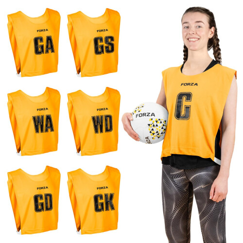 FORZA Pro Netball Bibs [7 Pack] | Full Netball Player Position Bib