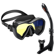 LUXPARD Snorkel Set Adults, Snorkel Mask and Dual Drain Valve Dry Snorkel