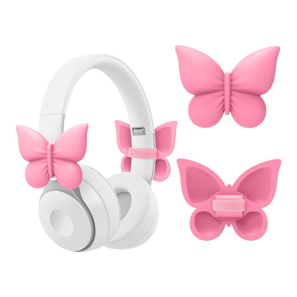 2Pcs Comfortable Secure Silicone Bowknot Headphone Easy Removal Silicone Gaming Head Pink 7695001160223