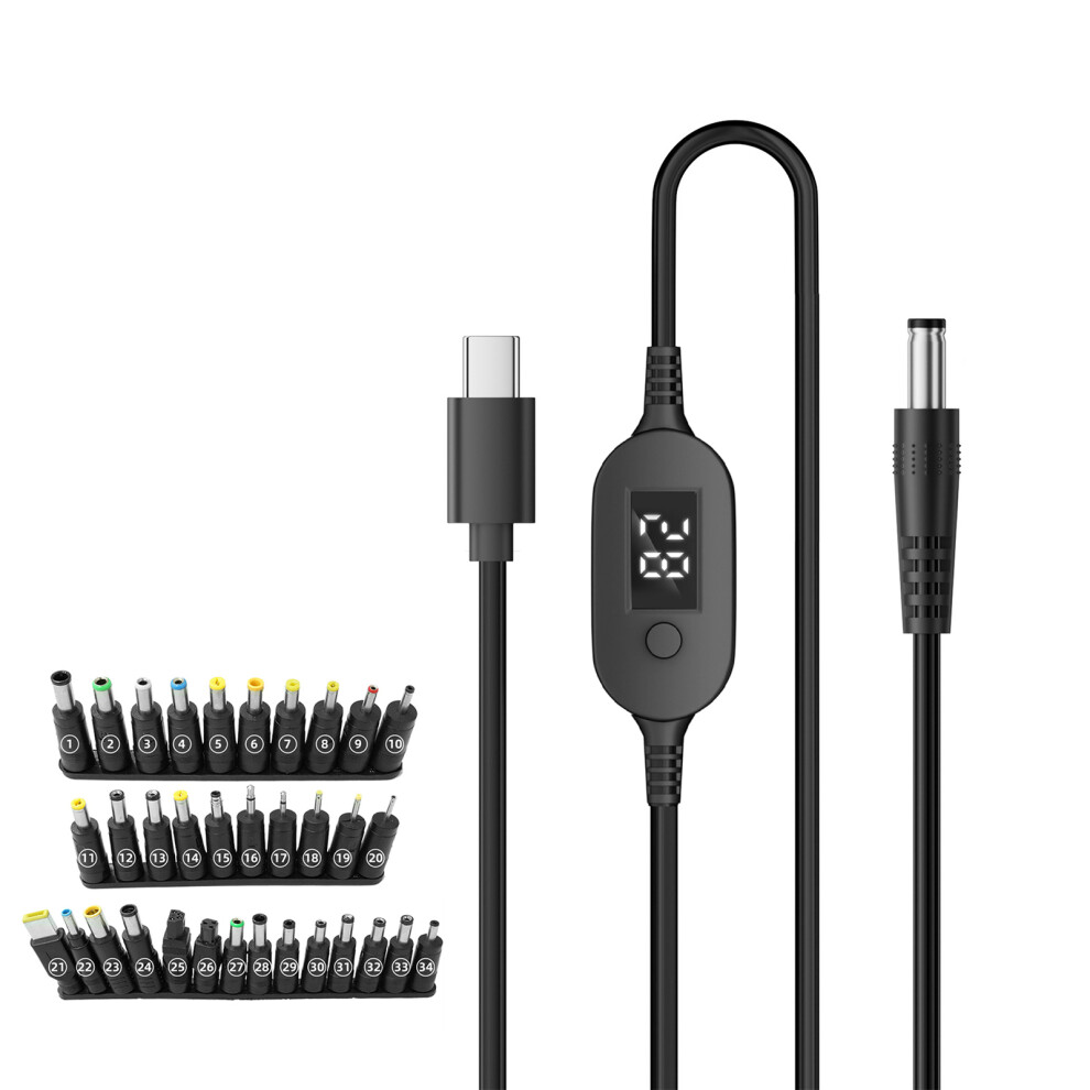 Multifunctional Type C To Dc5525 Cable With Adjustable Voltages Display Pd140w K695 34 7695001199452