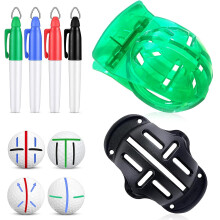 FUZVOL 6 Pcs Golf Ball Line Drawing Marking Alignment Kits Golf Accessories with 2 Pieces Golf Ball Liner Template and 4 Pieces Golf Ball Marker Pen G