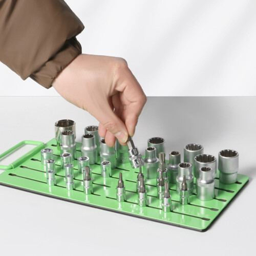 Professional Metal Socket Storage Rack With High Strength Magnet For Workshop Tool Green 1