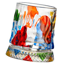 Hand Painted Rotating Whiskeys Glasses Drinkware For Gift And Entertaining Tree Pattern