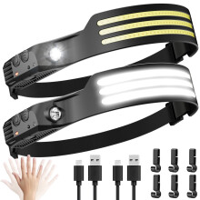 Dopalloy Head Torch Rechargeable - 2 Pack Super Bright Tri LED Strip