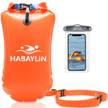 Habaylin 20L Swim Buoy, Swim Buoy with Storage for Kids and Adults, Waterproof Inflatable Dry Bag Safety Float for Water Sports, Open Water Swimmers,