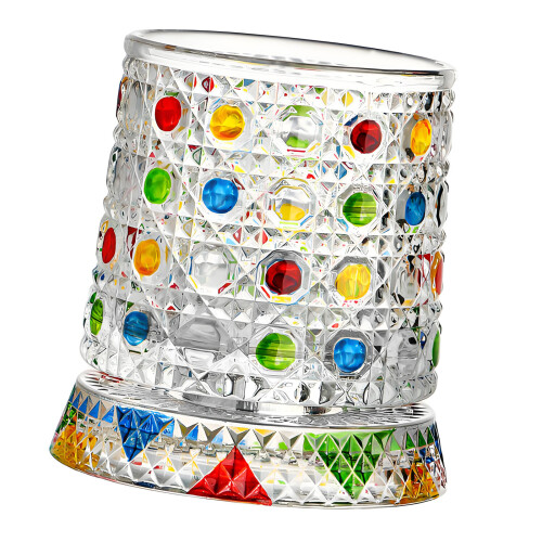 Unique Rotating Glass Tumblers Decorative Drinking Cup With Swivels Base E.