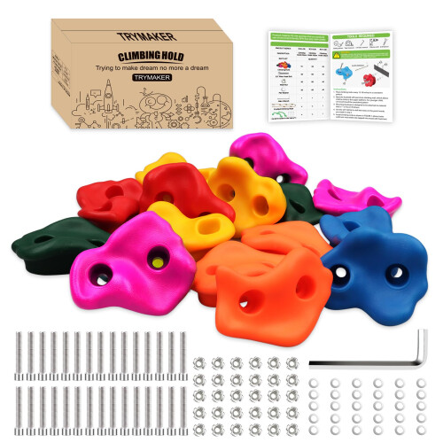 Trymaker Climbing Holds,Rock Climbing Wall for Kids, 15PCS Climbing