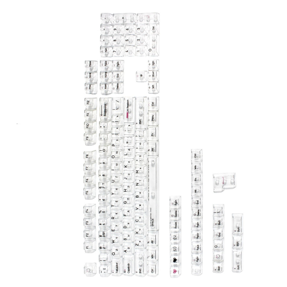132Keys Pc Keycaps Russian Crystal Transparents Backlit For Mechanical Transparent Color 7695001210553