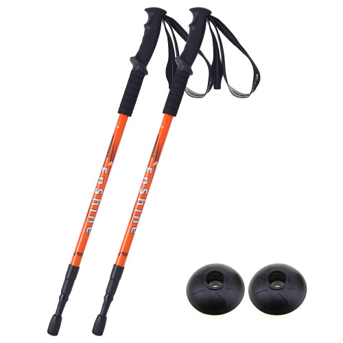 2 X Hikehobby Antishock With Handle Trekking Walking Hiking Stick