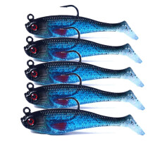 WUWYOUWL Fishing Lure Set, 5Pcs 8cm Soft Bait Head Sea Fish Lures
