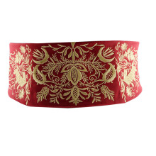 Traditional Chinese Style Elegant Wide Waistband With Embroidery Detail Red