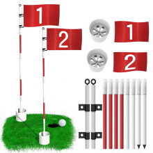 THIODOON 2 Pack Golf Flag Golf Holes and Flags for Garden Indoor Yard Putting Green Golf Hole Cup and Flag for Putting Practice Upgrade Anti-Rust Gla