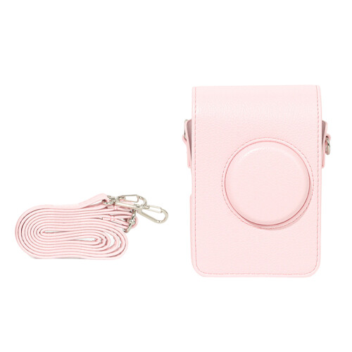 Waterproof Crossbody Bag For Mini EVO Camera Pink PU Leather Case Shell