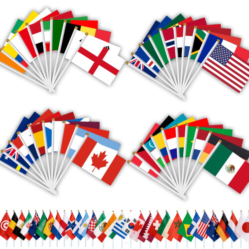 AhfuLife 48 Nations Countries Flags on Stick for World Cup