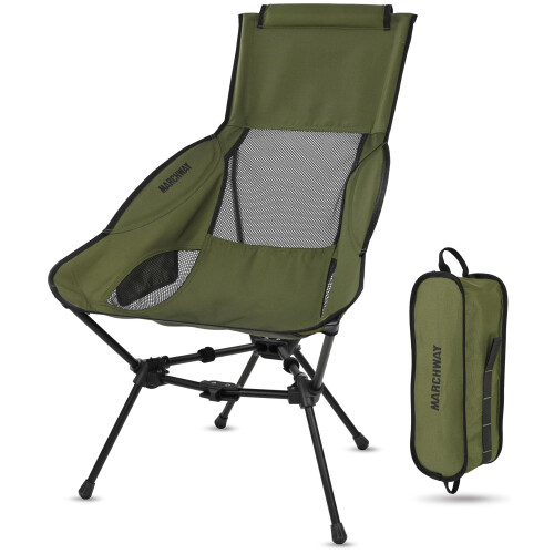 MARCHWAY Lightweight Folding High Back Camping Chair with Head