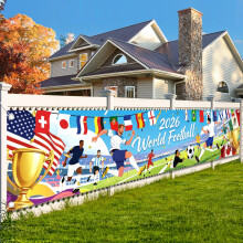 AhfuLife World Football Cup Backdrop Banner Flags, World Football Cup