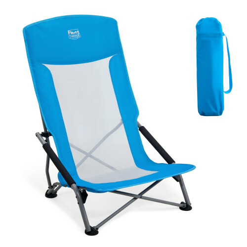 TIMBER RIDGE Low Folding Beach Chair, Folding Lightweight Camping