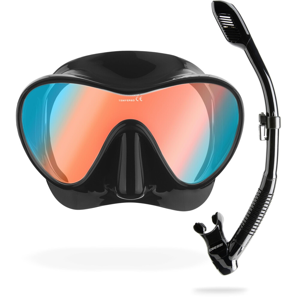 Cressi F1 Frameless Diving Mask - Anti-Fog Tempered Glass Snorkel