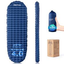 HIKENTURE 430g Ultralight Camping Mat, 4.0 R-Value Insulated Sleeping Pad, 8cm Thick Inflatable Camping Bed
