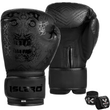 Islero Fitness Matte Black Boxing Gloves Men Punch Bag Women MMA Muay