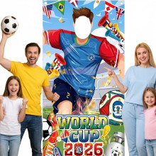 2026 Football Soccer Photo Banner,Giant Face-in-Hole Photo Prop for