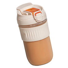 Heat Resistant Borosilicate Glass Water Bottle Beverage Container with Straw White 0.55L