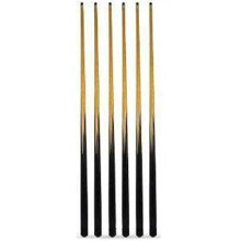 6 x 57" POOL CUES + SPARE TIPS.