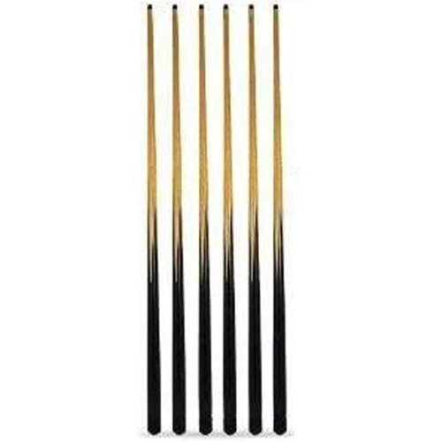 6 x 57" POOL CUES + SPARE TIPS.