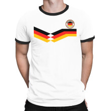 Mens Germany 2021 Football T-Shirt Retro Strip Design with Country