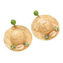 Eye Catching Oversized Beach Party Earrings Featuring Artistic Woven Metal Design Green