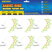 Narcissus Mackerel Feather Rigs, 6 Pack Pre-Tied Sabiki Rigs for Sea