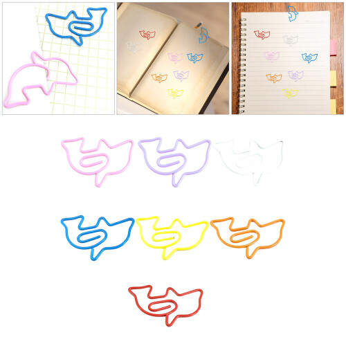 Vibrant Dolphin Design Metal Clips Bulk Set for Document Schoolwork Decoration Pink 2