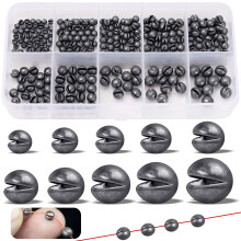 Annyswit 300 Pcs/10 Sizes Fishing Split Shot 2g 1.5g 1.2g 1g 0.8g