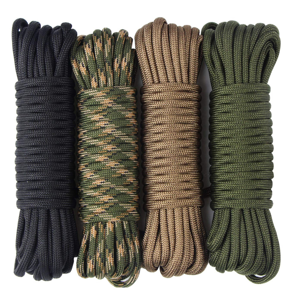 Aufodara 4Pcs 19Ft/6 Meters Paracord Rope 7 Inner Strands Nylon Rope 5009618971462