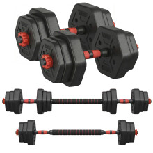 SONGMICS Dumbbell Set, 20 kg Weights with Connecting Bar, Hexagon,