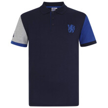 Chelsea Official Football Gift Mens Contrast Sleeve Polo Shirt Navy
