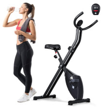 EVOLAND 265LBS Exercise Bike, Foldable Exercise Bike with LCD Display