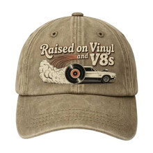 Motorcycle Baseball Hat Distressed Cotton Breathable Adjustable Cap for Adult Khaki