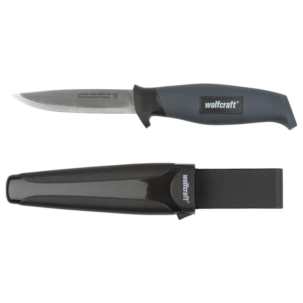 Wolfcraft Outdoor Camping Knife With Sheath - 95 Mm Fixed Blade,