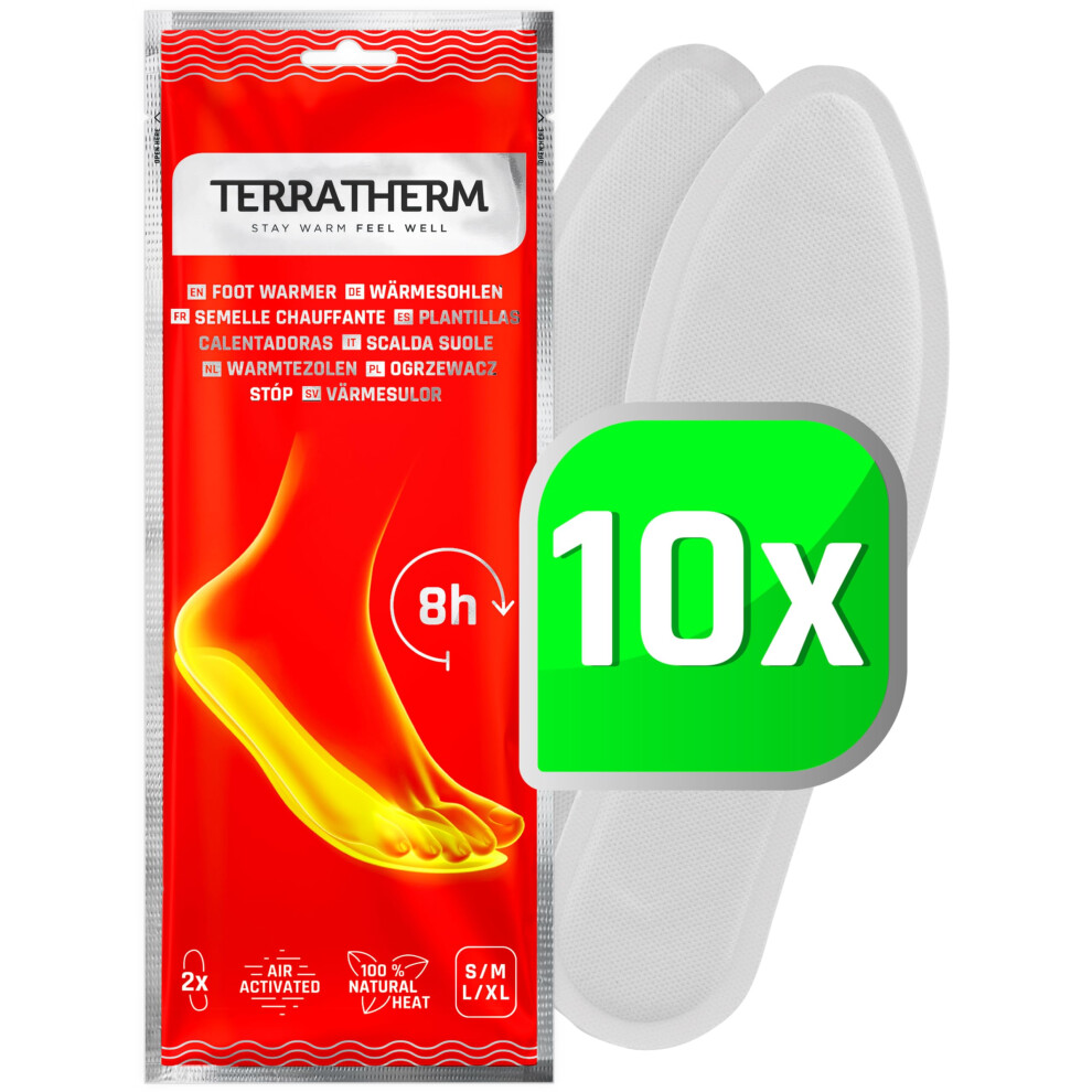 Terratherm Insole Foot Warmers - Air Activated - 8 Hours Of Warm Feet