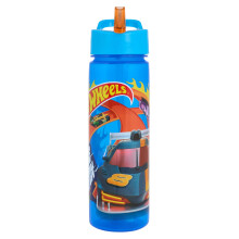 Hot Wheels Speed Water Bottle with Straw – Reusable Kids 600ml PP –