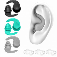 Boyfield Swimming Ear Plugs, 3 Pairs Waterproof Ear Plugs for Swimming Ear Plugs Adults, Reusable Silicone Ear Plugs Swimming for Surfing Showering W